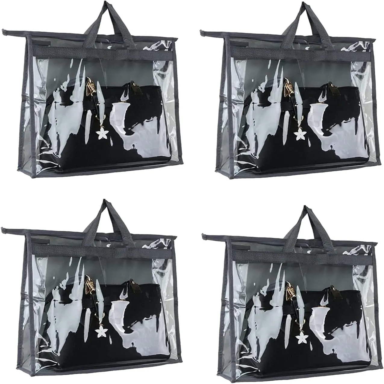 RENVA 4PCS Foldable Hanging Purse Handbag Organizer for Storage Ladies Women Large Clear Hand Bag Storage Organizer (4) (Plastic)