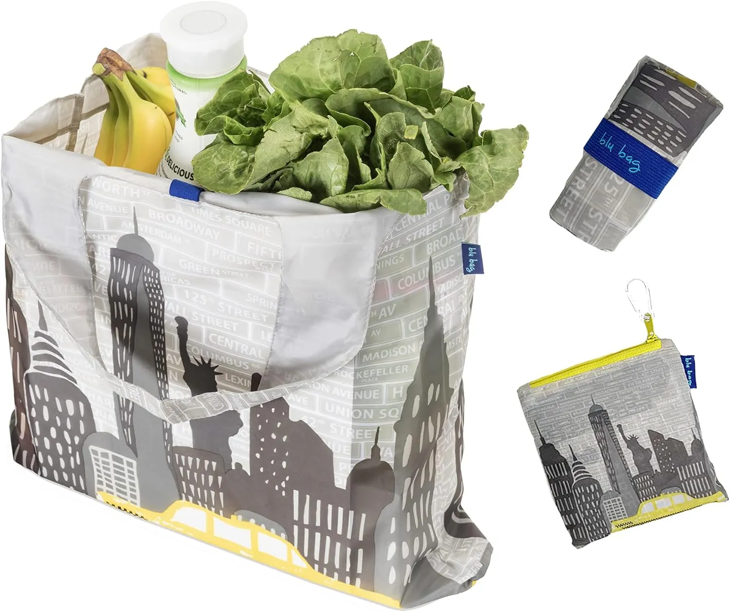 Reusable Grocery Bags - Washable, Foldable, Packable Tote, Large Handles, Heavy Duty, Zippered Top Pouch