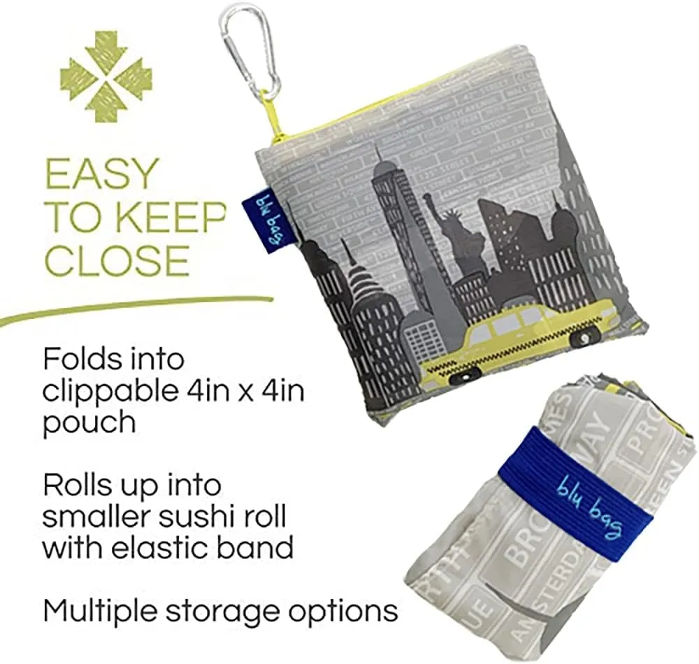 Reusable Grocery Bags - Washable, Foldable, Packable Tote, Large Handles, Heavy Duty, Zippered Top Pouch