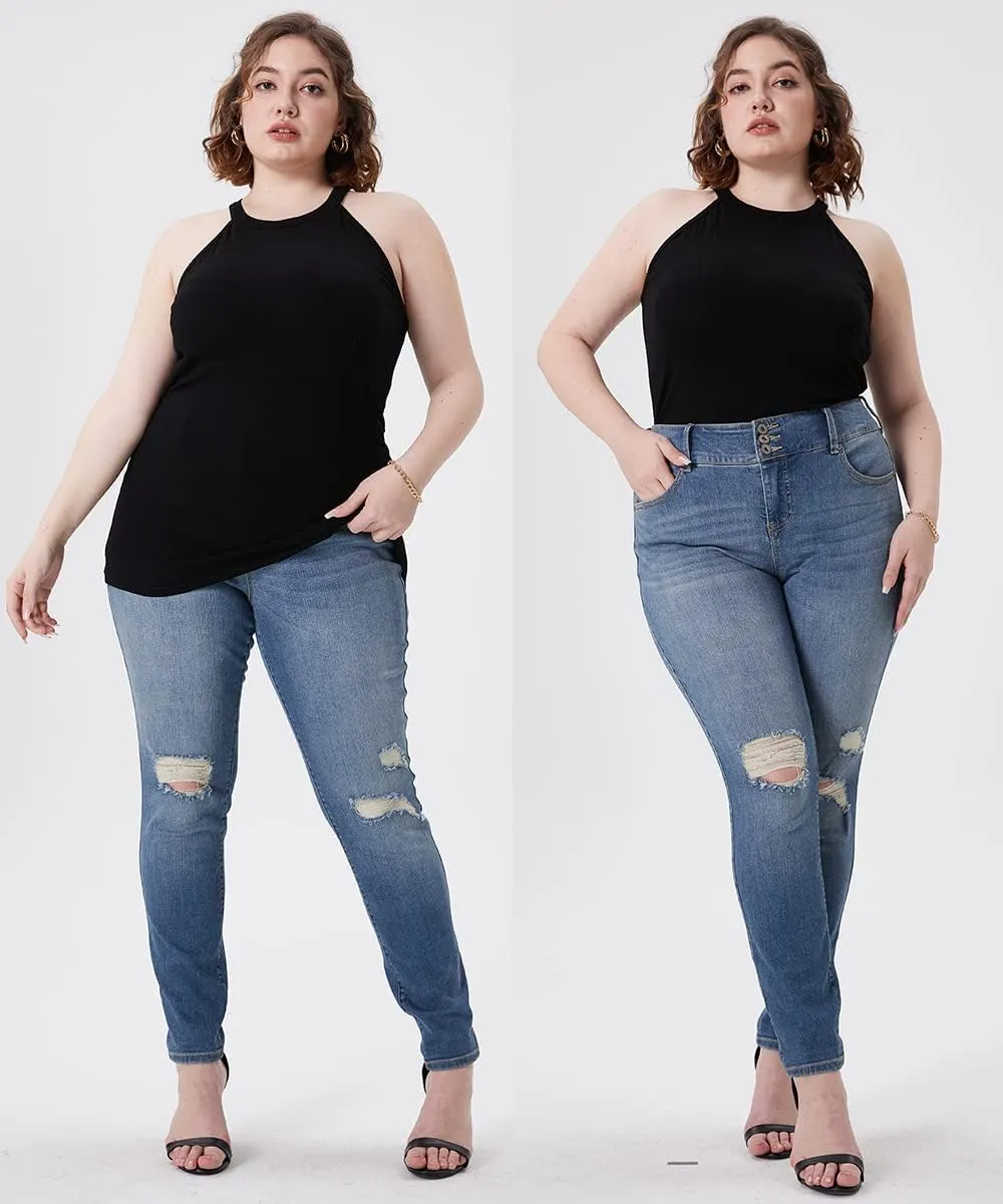 RITERA Plus Size Tanks Tops for Women Summer Round Neck Tanks Tshirt Oversized Casual Workout Tank Basic Camisoles Tunic