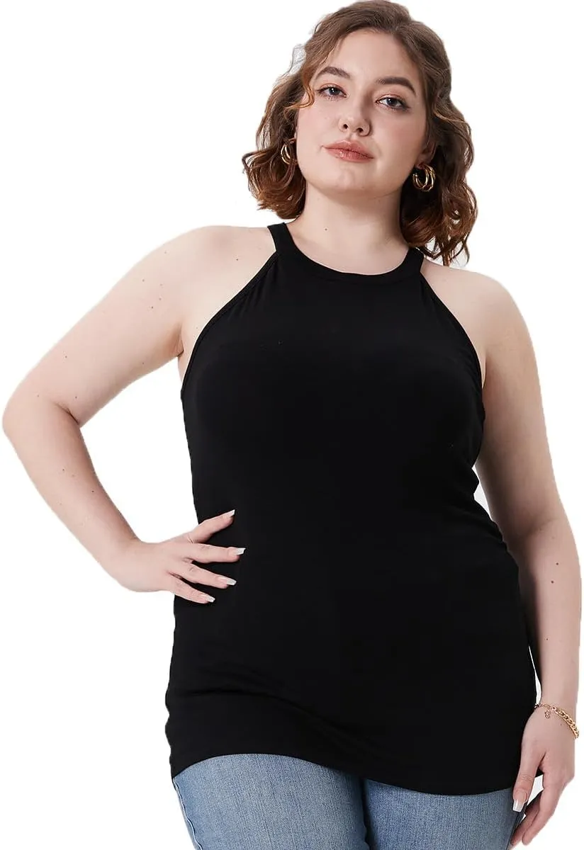 RITERA Plus Size Tanks Tops for Women Summer Round Neck Tanks Tshirt Oversized Casual Workout Tank Basic Camisoles Tunic