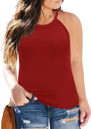 RITERA Plus Size Tanks Tops for Women Summer Round Neck Tanks Tshirt Oversized Casual Workout Tank Basic Camisoles Tunic