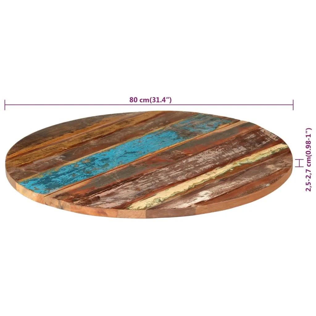 Round Table Top 80 cm 25-27 mm Solid Reclaimed Wood