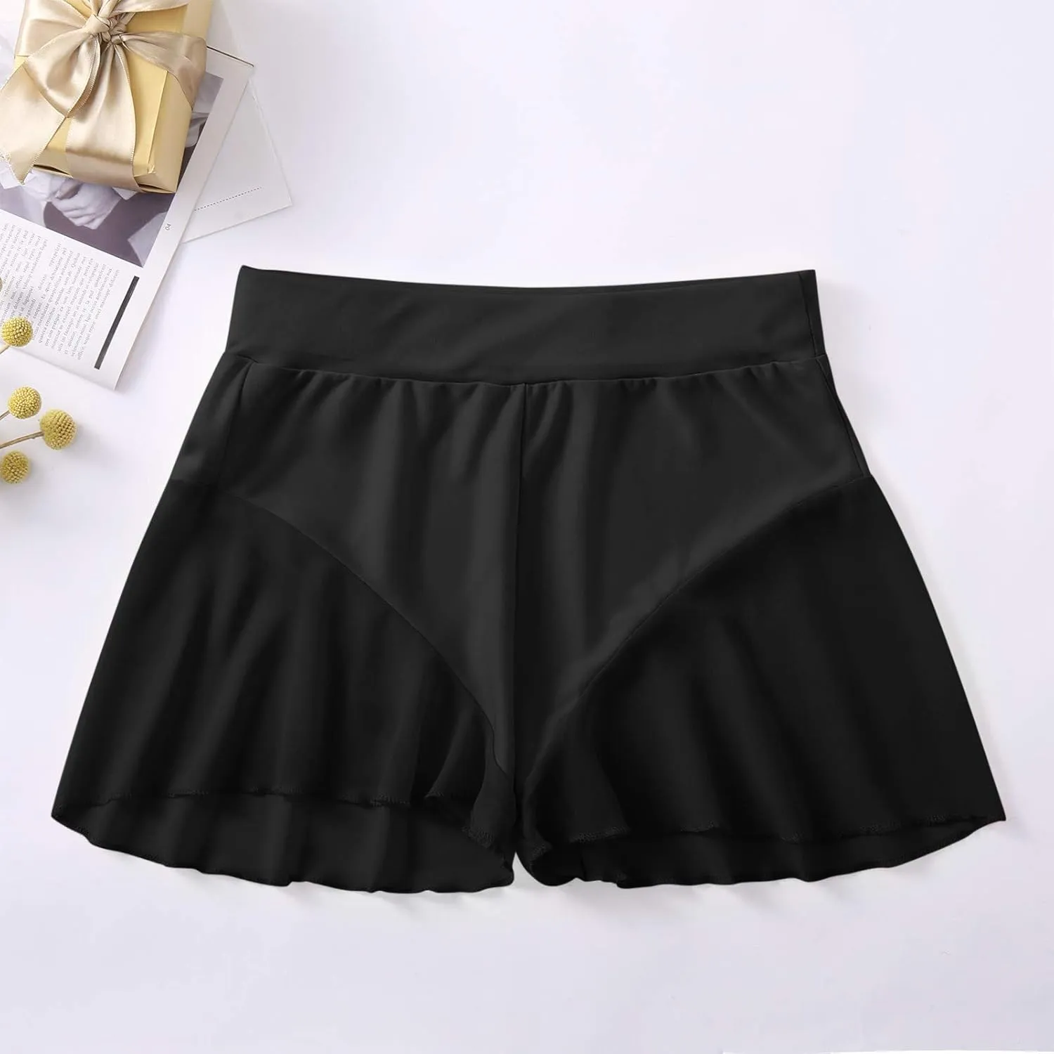 Ruffled Skirts for Women Lighweight High Waisted Dance Shorts Elastic Waist Casual Solid Color Comfort Trendy Clothings