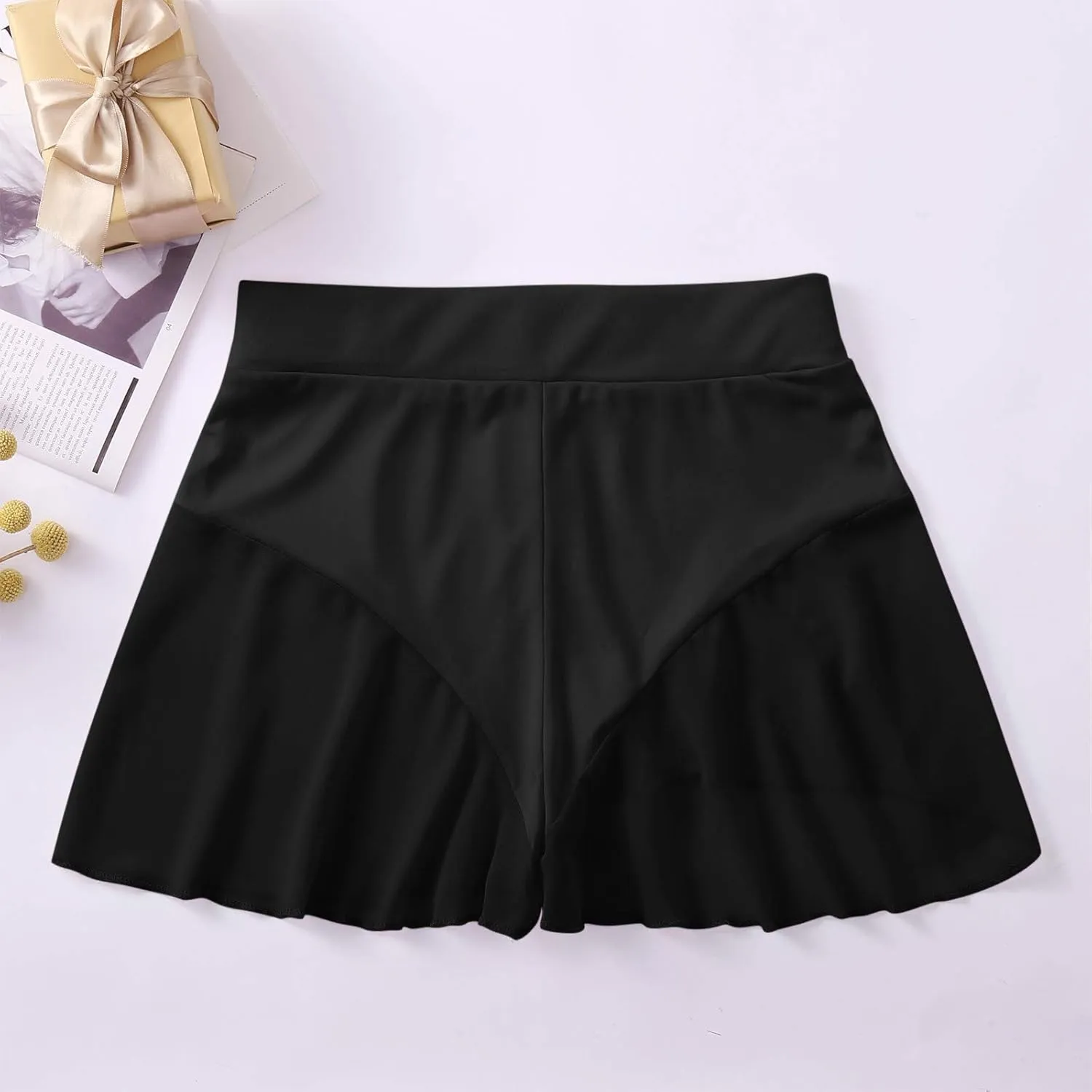 Ruffled Skirts for Women Lighweight High Waisted Dance Shorts Elastic Waist Casual Solid Color Comfort Trendy Clothings