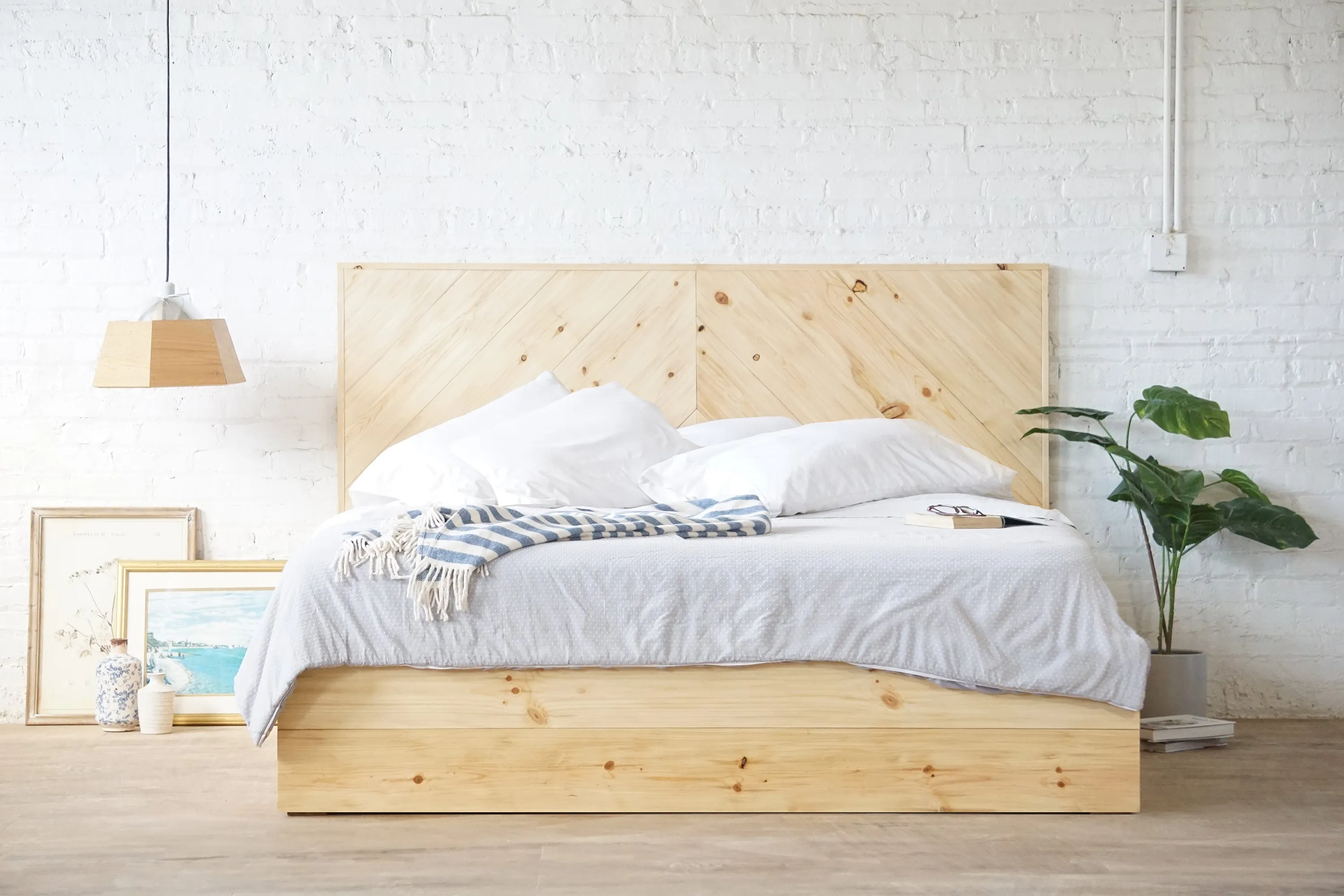 Rustic Chevron Stow Bed - Platform Bed - Storage Bed - Handmade in USA