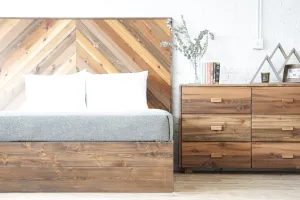 Rustic Chevron Stow Bed - Platform Bed - Storage Bed - Handmade in USA