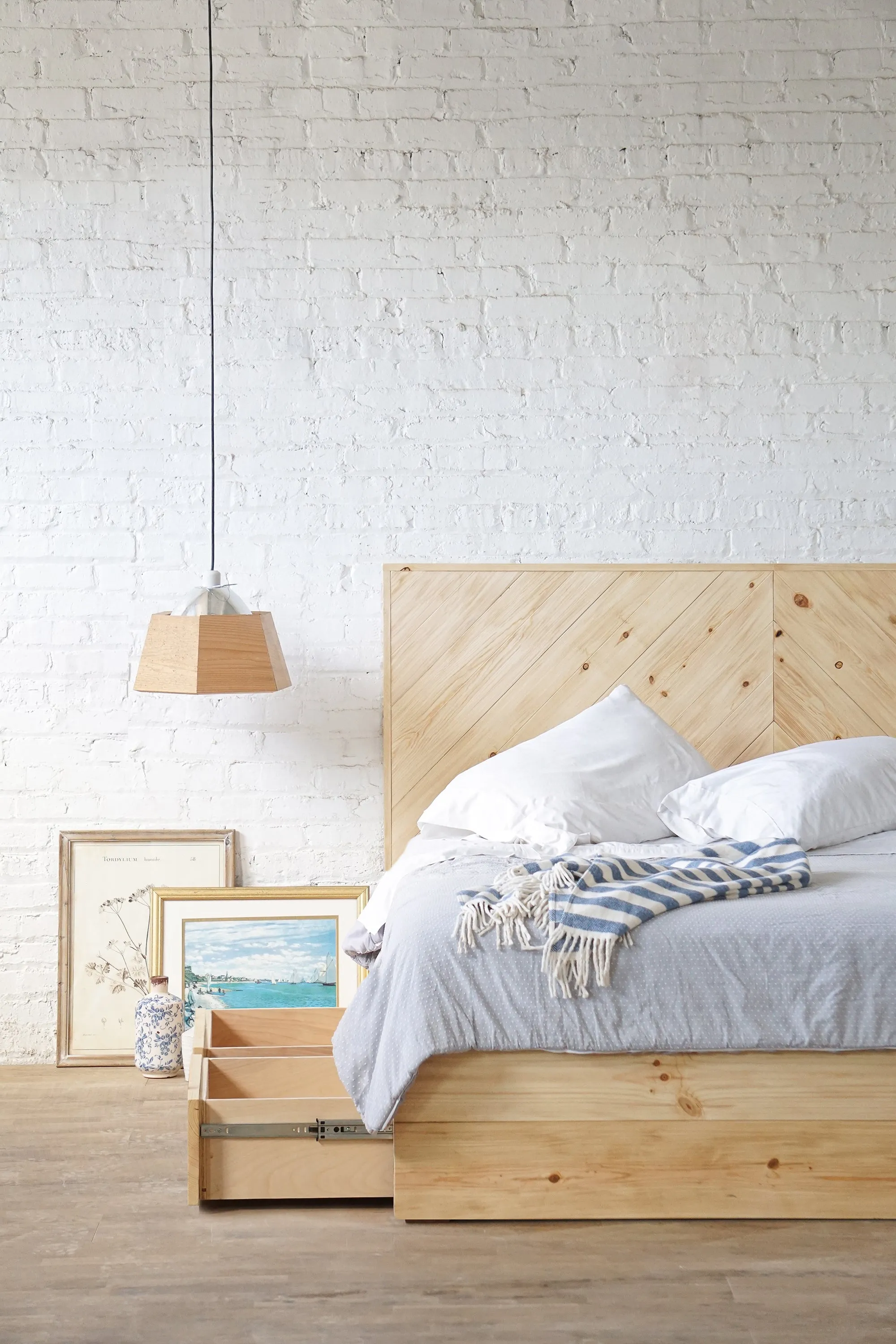 Rustic Chevron Stow Bed - Platform Bed - Storage Bed - Handmade in USA
