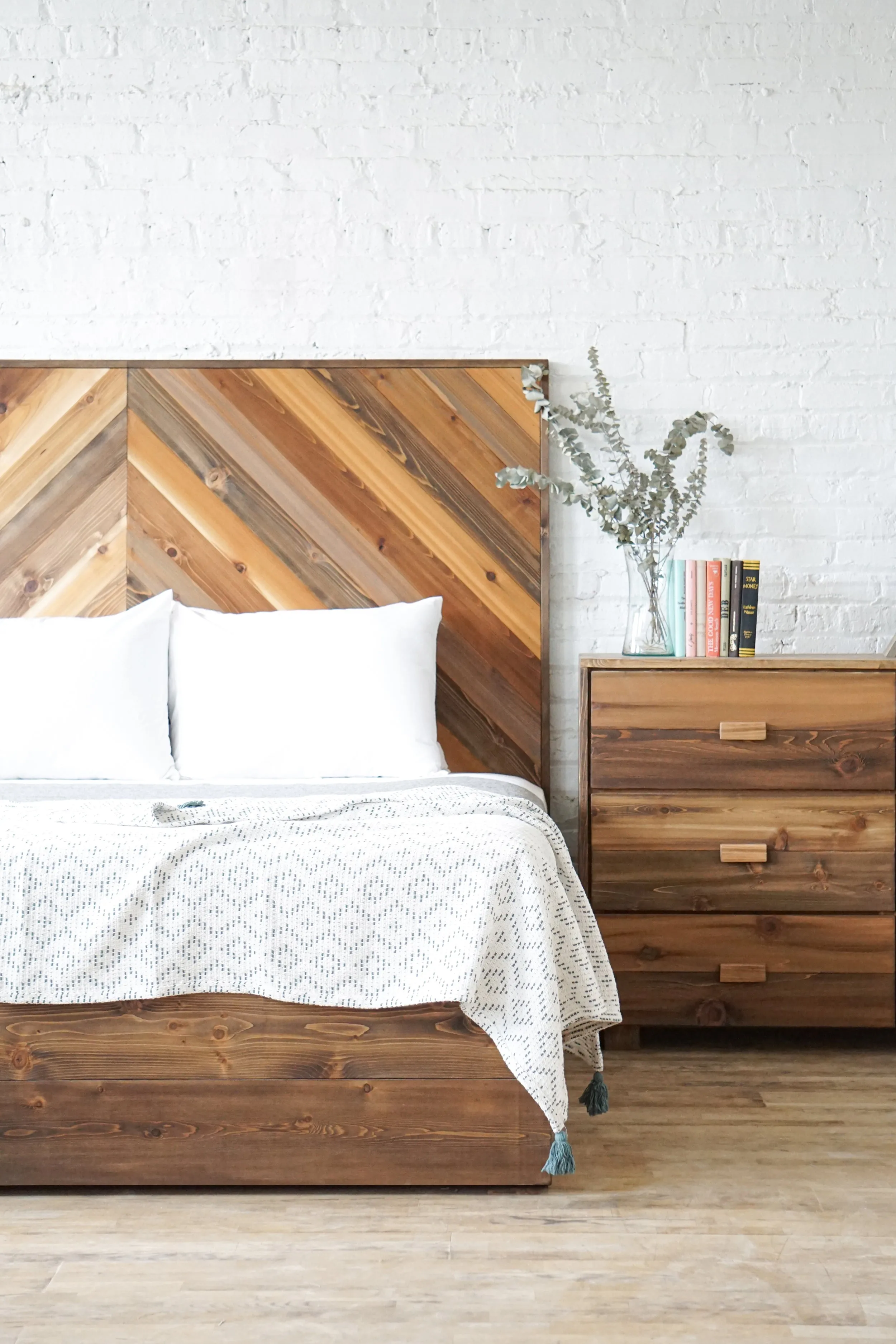 Rustic Chevron Stow Bed - Platform Bed - Storage Bed - Handmade in USA