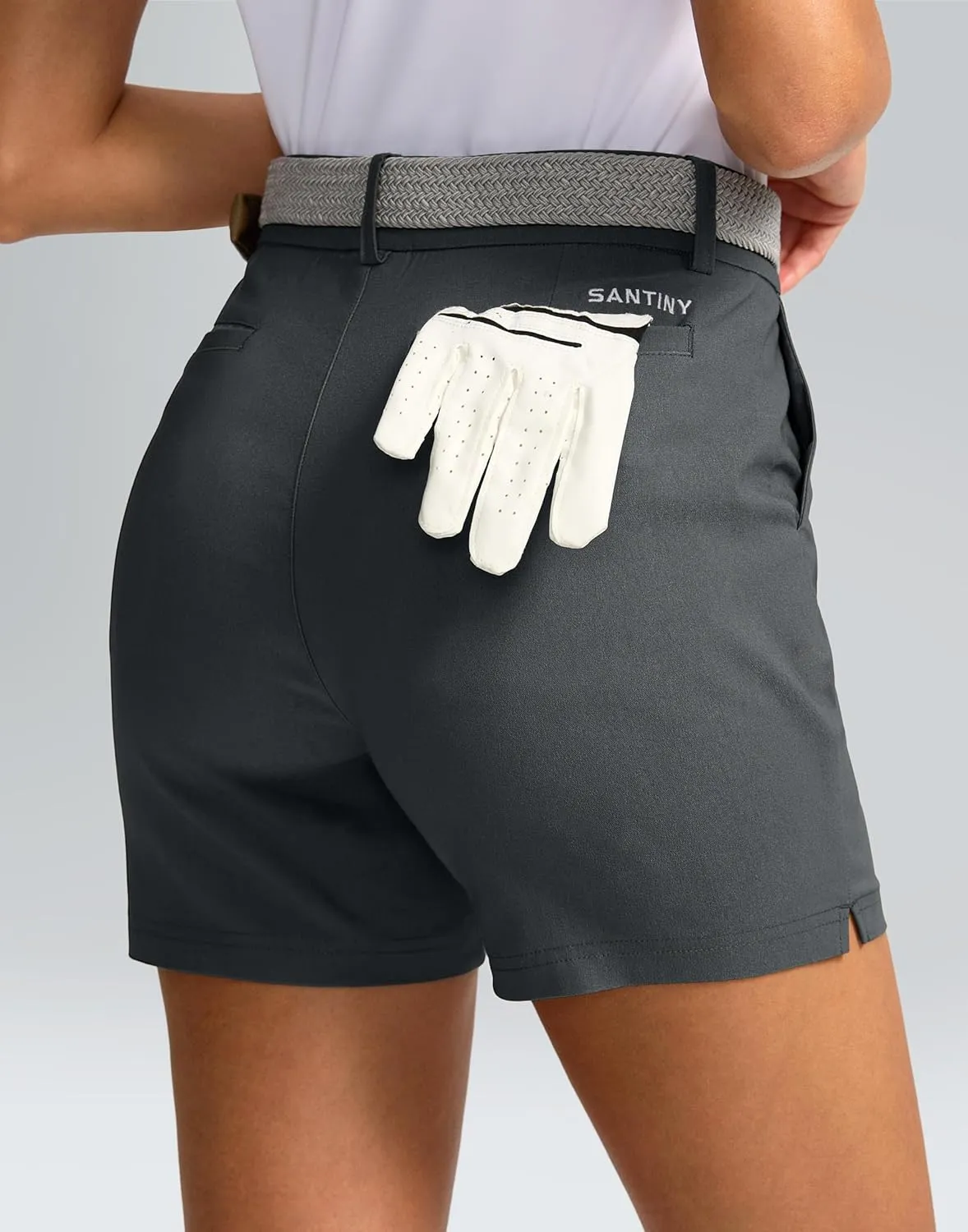 SANTINY Women's 5" Golf Shorts with Pockets Quick Dry Stretch Work Outdoor Hiking Shorts for Women Casual Summer