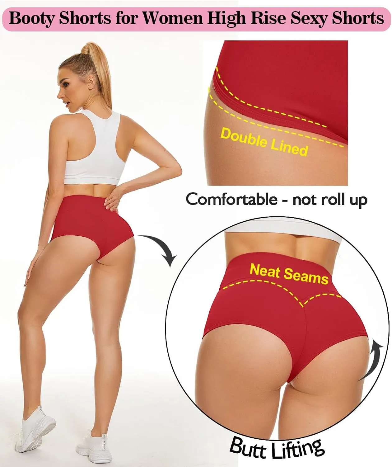 Scrunch Booty Shorts for Women V Back High Waisted Yoga Shorts Cut Out Rave Bottoms Butt Lifting Short Mini Hot Pants