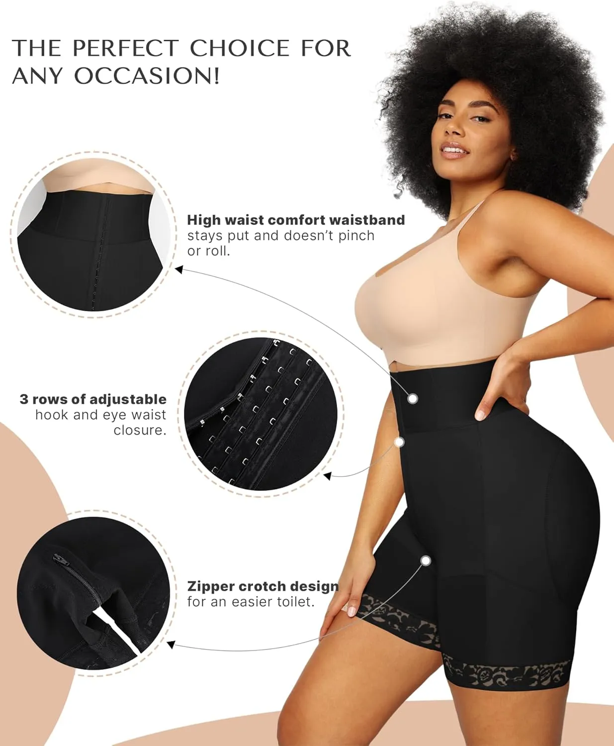 SHAPELLX High Waisted Body Shaper Shorts Shapewear for Women Tummy Control Thigh Slimming Slip Shorts Butt Lifting Shapewear