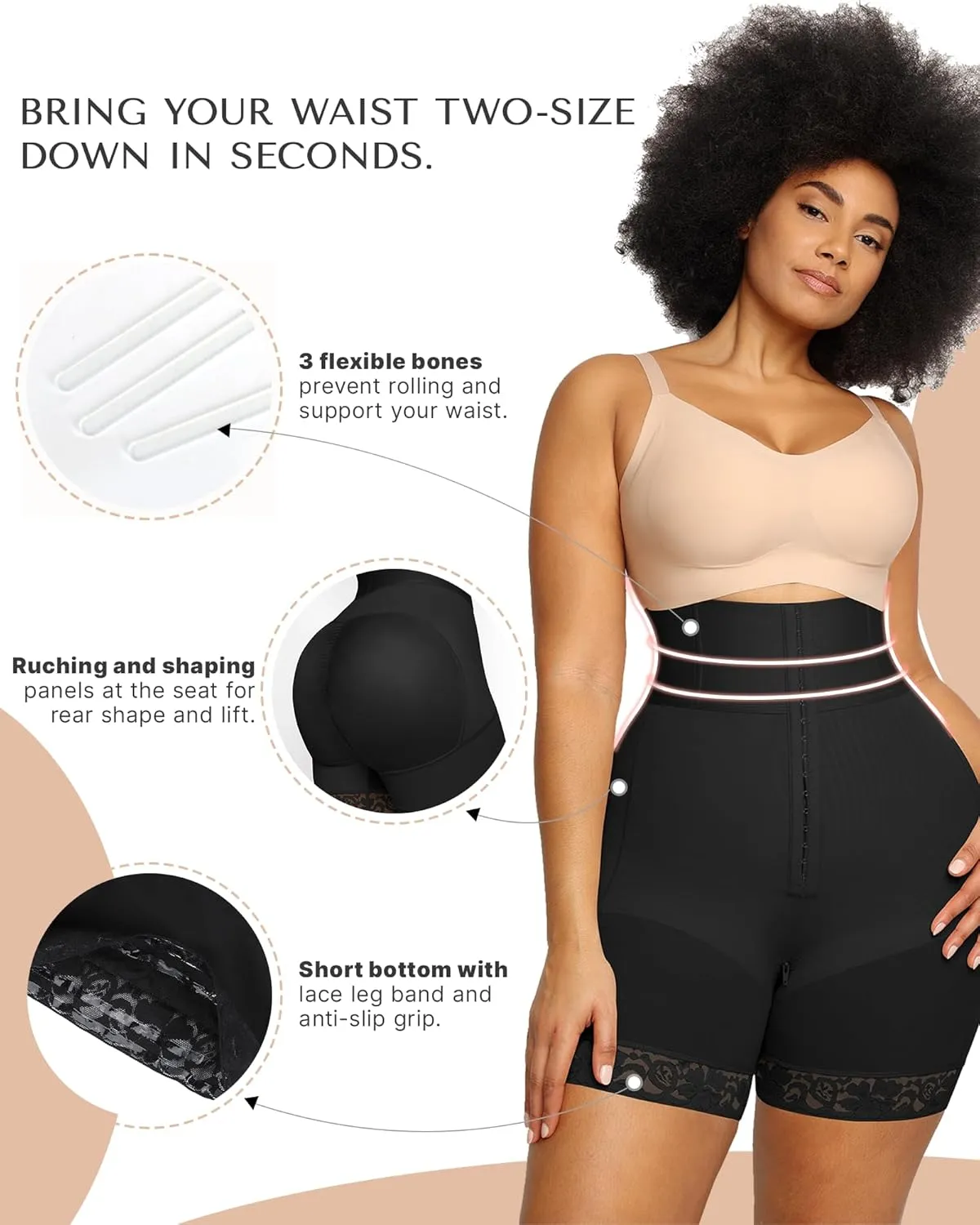 SHAPELLX High Waisted Body Shaper Shorts Shapewear for Women Tummy Control Thigh Slimming Slip Shorts Butt Lifting Shapewear