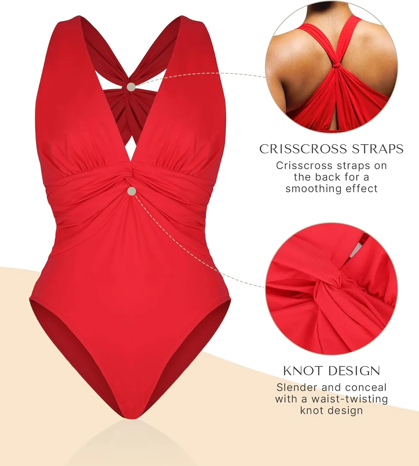 SHAPELLX Women's One Piece Swimsuit Tummy Control Ruched Full Coverage Bathing Suit V Neck Slimming Swimwear