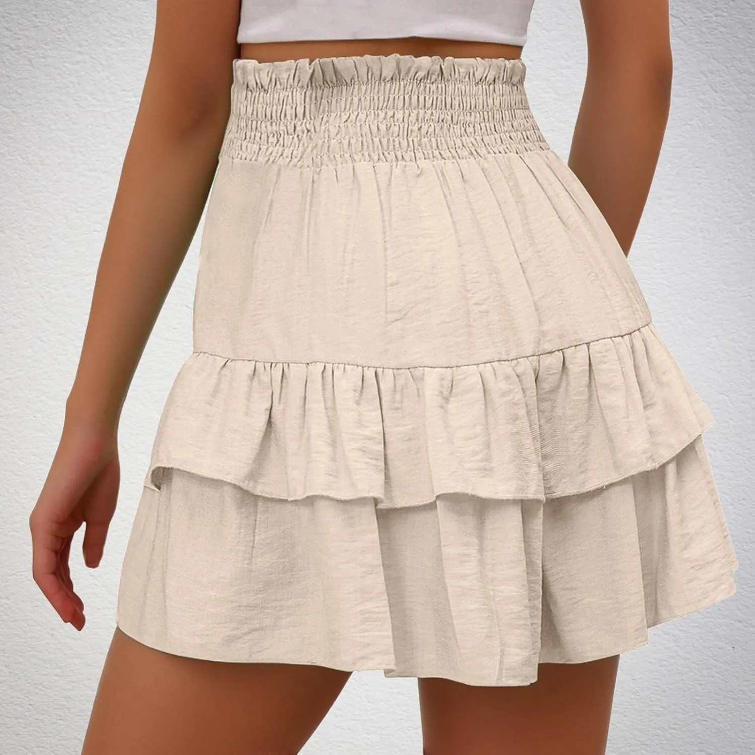Shorts for Women Ruffled Hem High Waisted Flowy Casual Summer Skirt Shorts Loose Fit Resort Wear Fashion Clothes