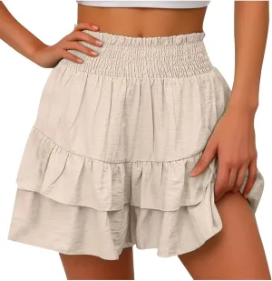 Shorts for Women Ruffled Hem High Waisted Flowy Casual Summer Skirt Shorts Loose Fit Resort Wear Fashion Clothes