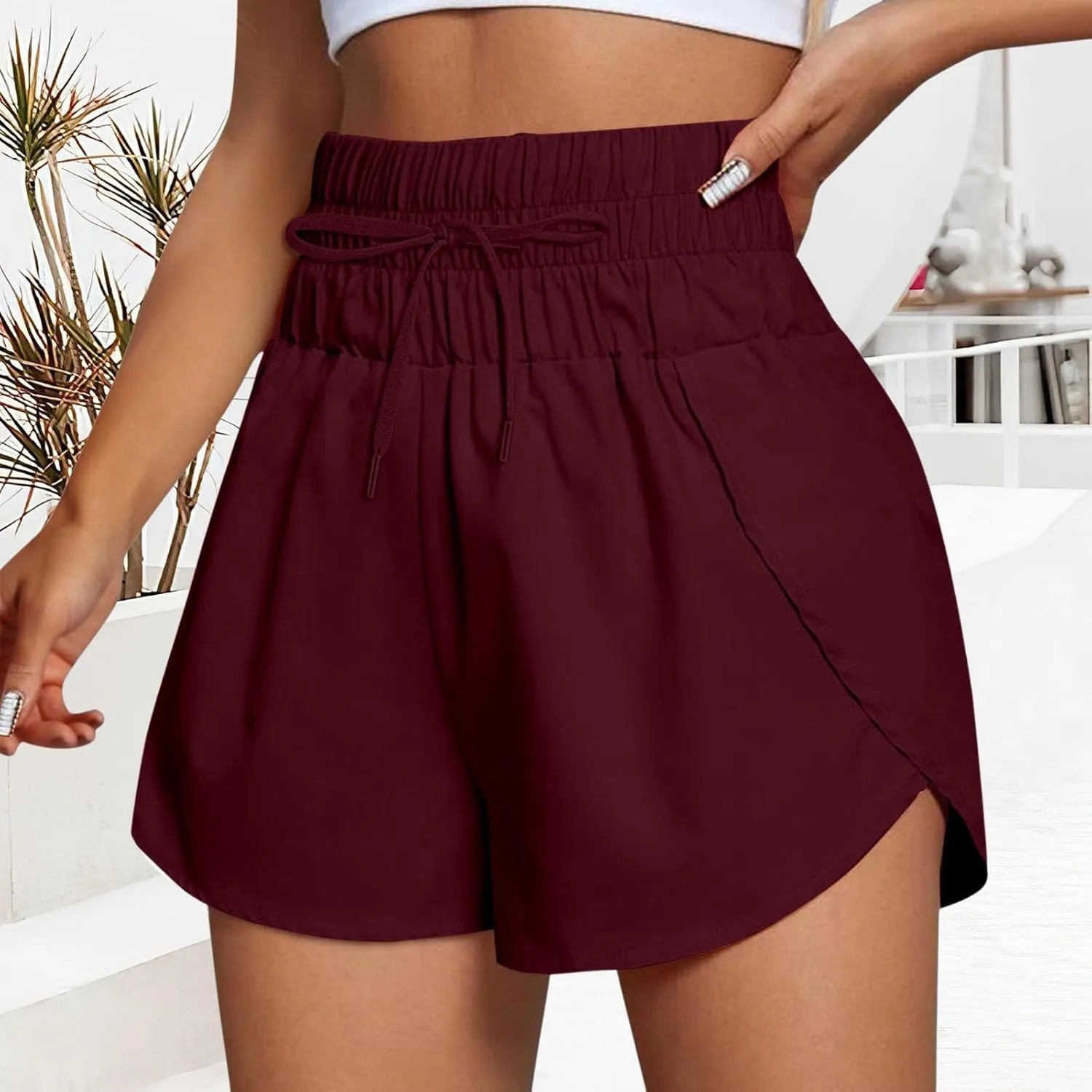 Shorts for Women Summer Casual Wide Leg Loose High Waist Elastic Dressy Beach Shorts 2025 Outfits Comfy Clothes