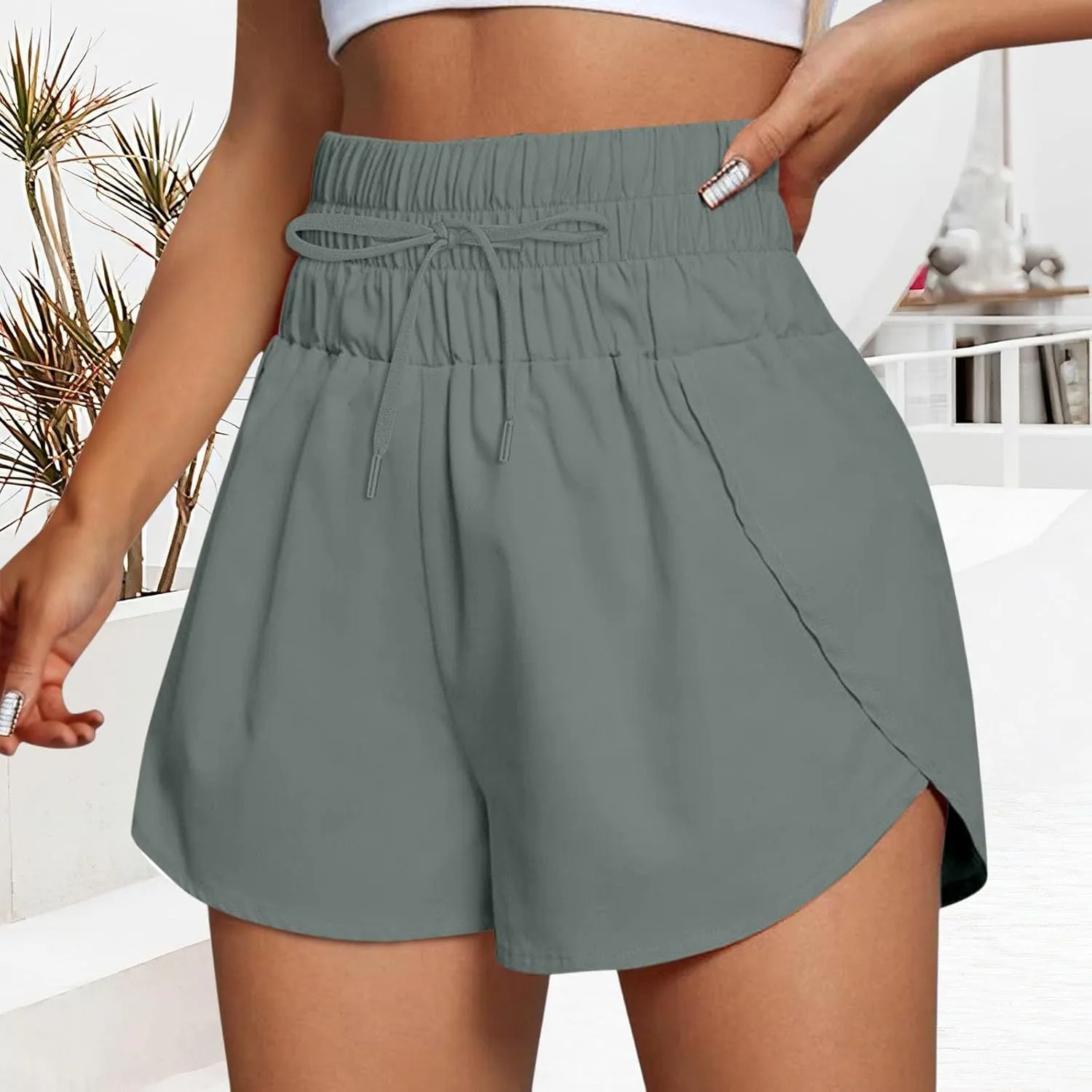 Shorts for Women Summer Casual Wide Leg Loose High Waist Elastic Dressy Beach Shorts 2025 Outfits Comfy Clothes