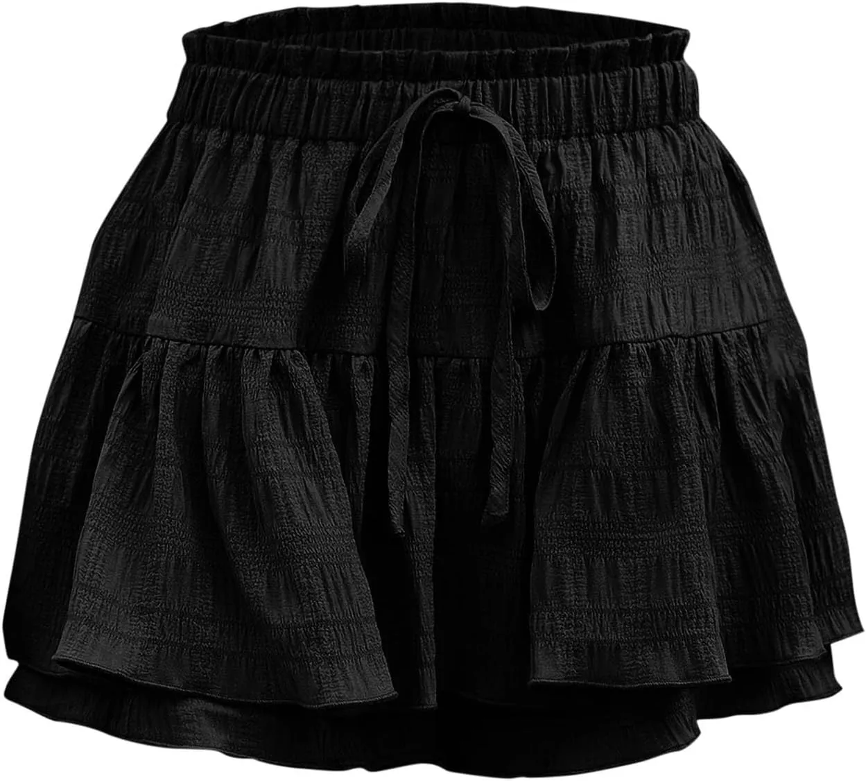 Shorts for Women Trendy Ruffled Hem High Waisted Drawstring Short Pants Flowy Casual Summer Beach Skirt Shorts 2025