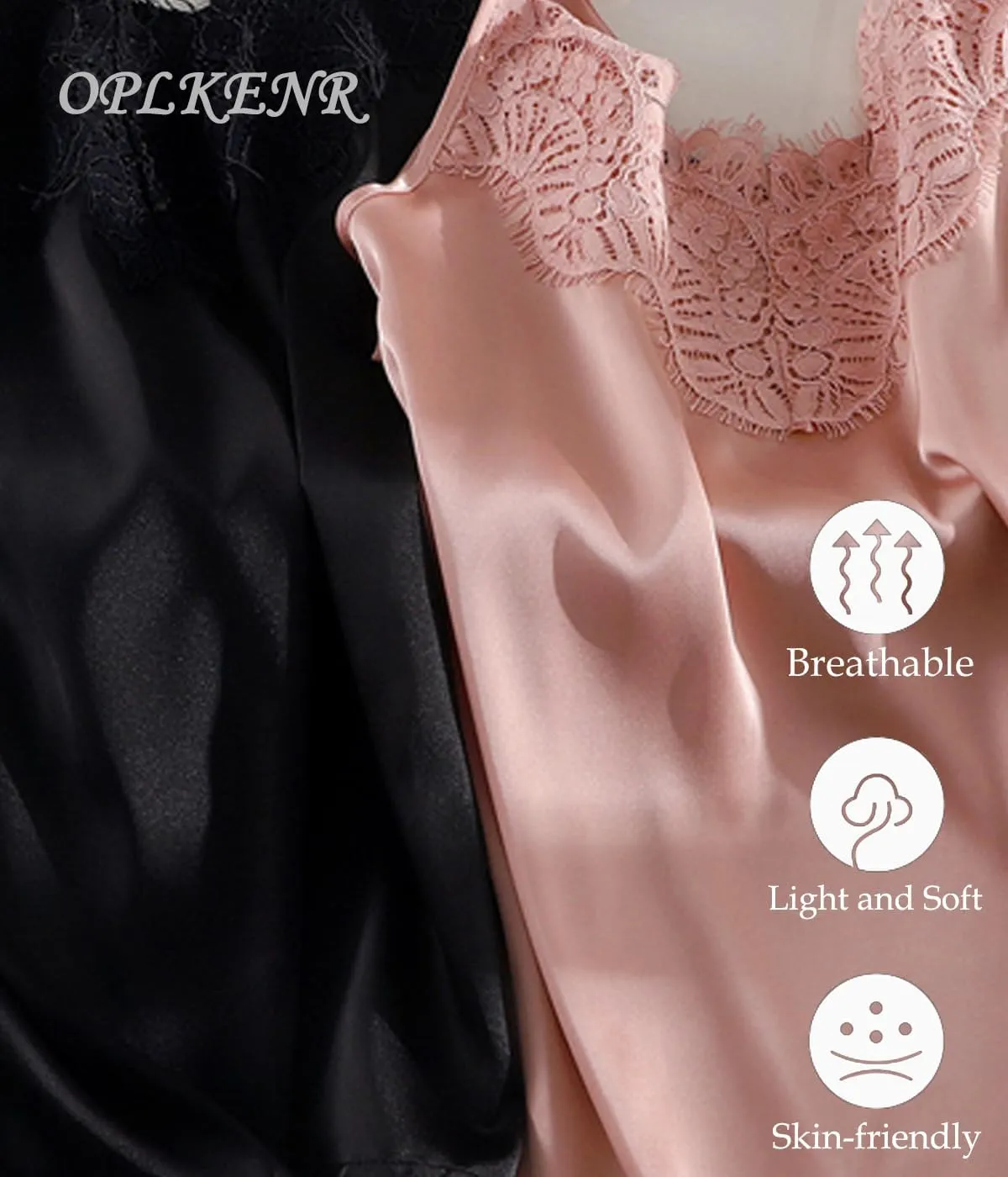 Silk Camisole Tops for Women, Sexy V-Neck Silk Satin Tank Tops Lace Trimmed Camisole