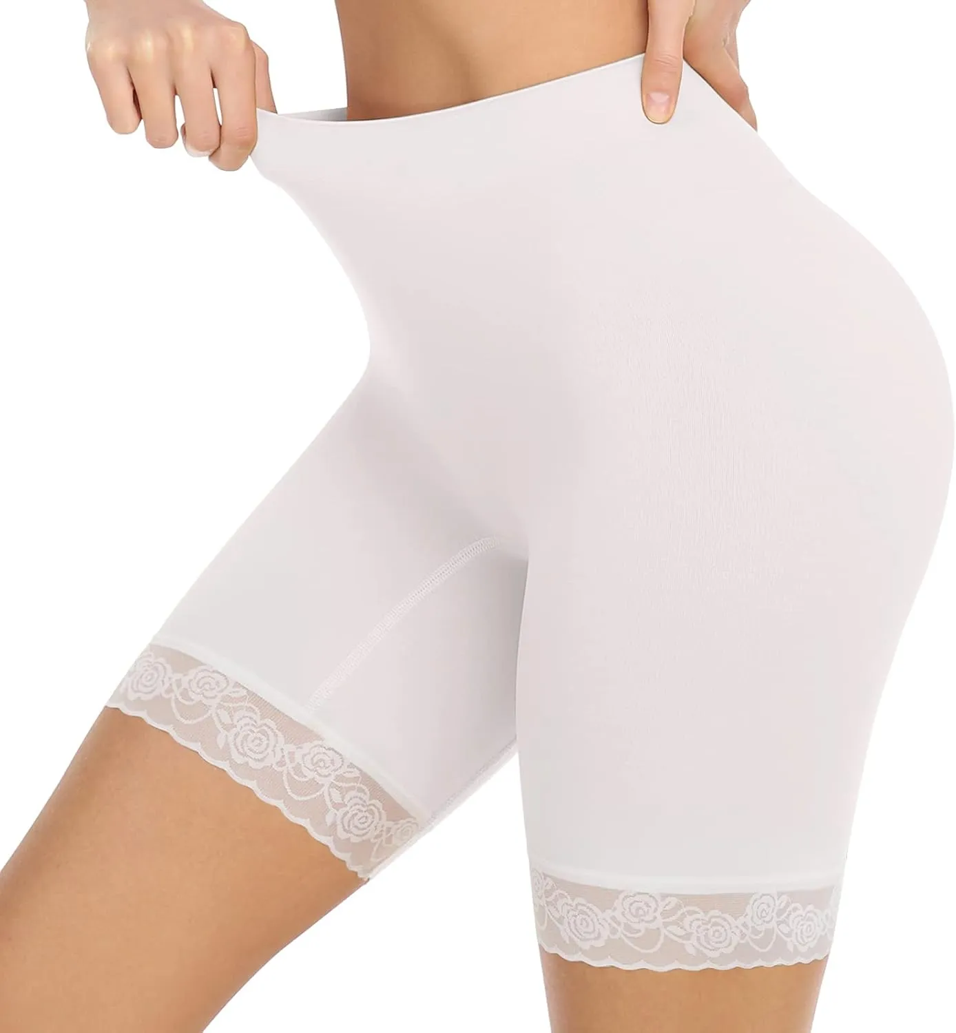 SIMIYA Women's Slip Shorts for Under Dresses, Anti-Chafing Boyshorts Panties Seamless Stretch Lace Underwear