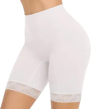 SIMIYA Women's Slip Shorts for Under Dresses, Anti-Chafing Boyshorts Panties Seamless Stretch Lace Underwear