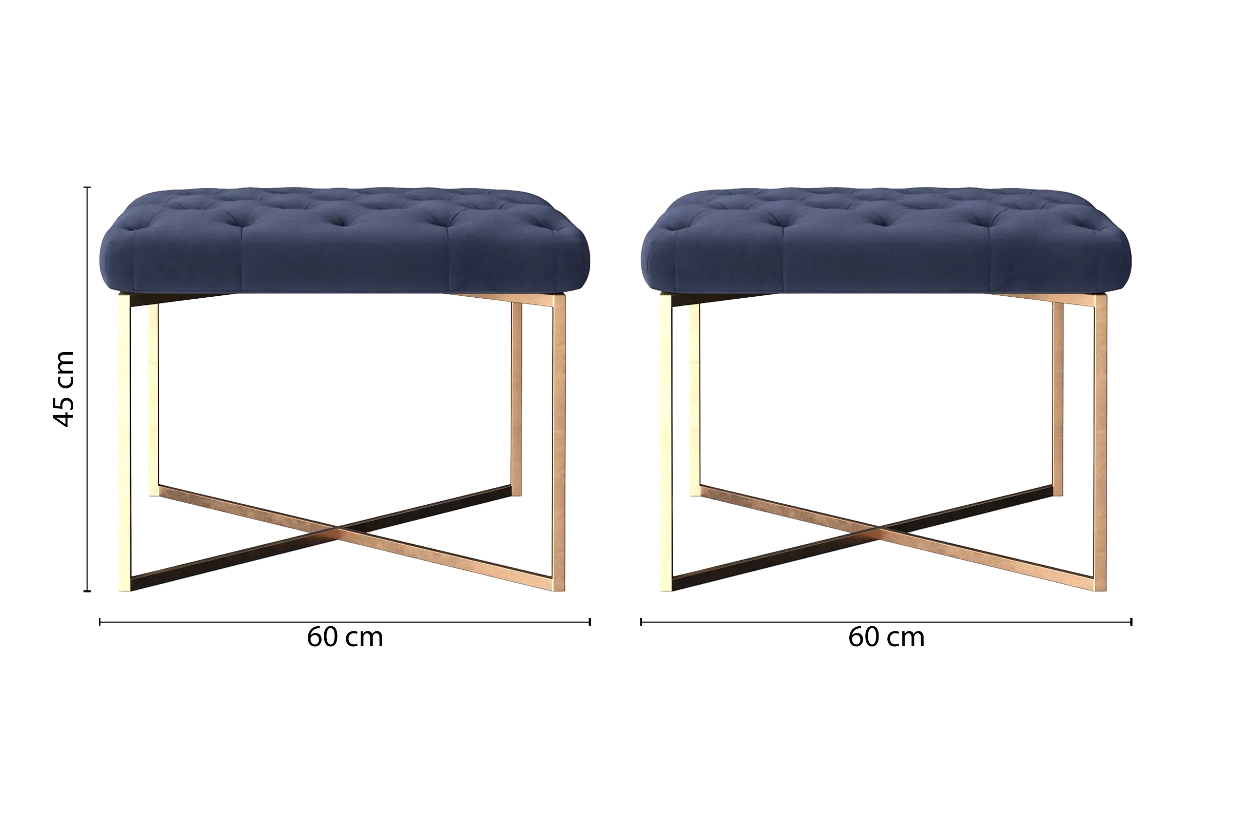 Spezia Ottoman Dark Blue Velvet