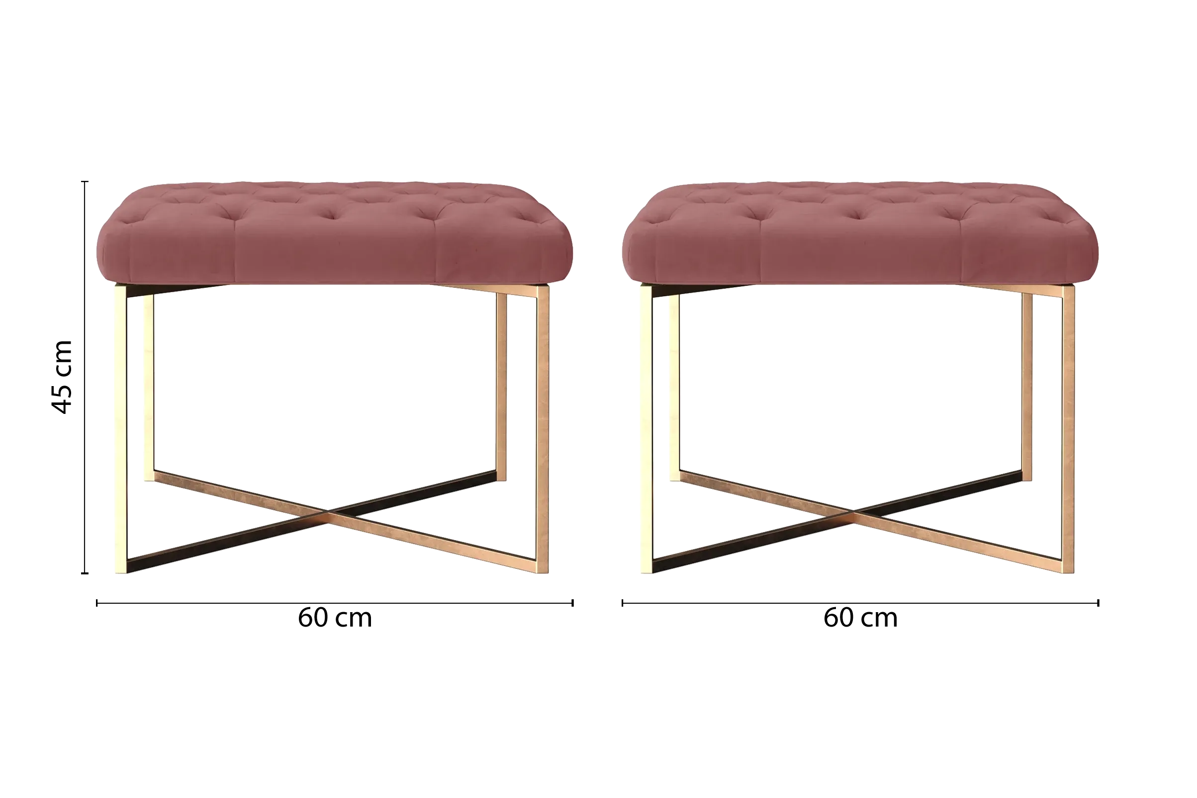 Spezia Ottoman Pink Velvet