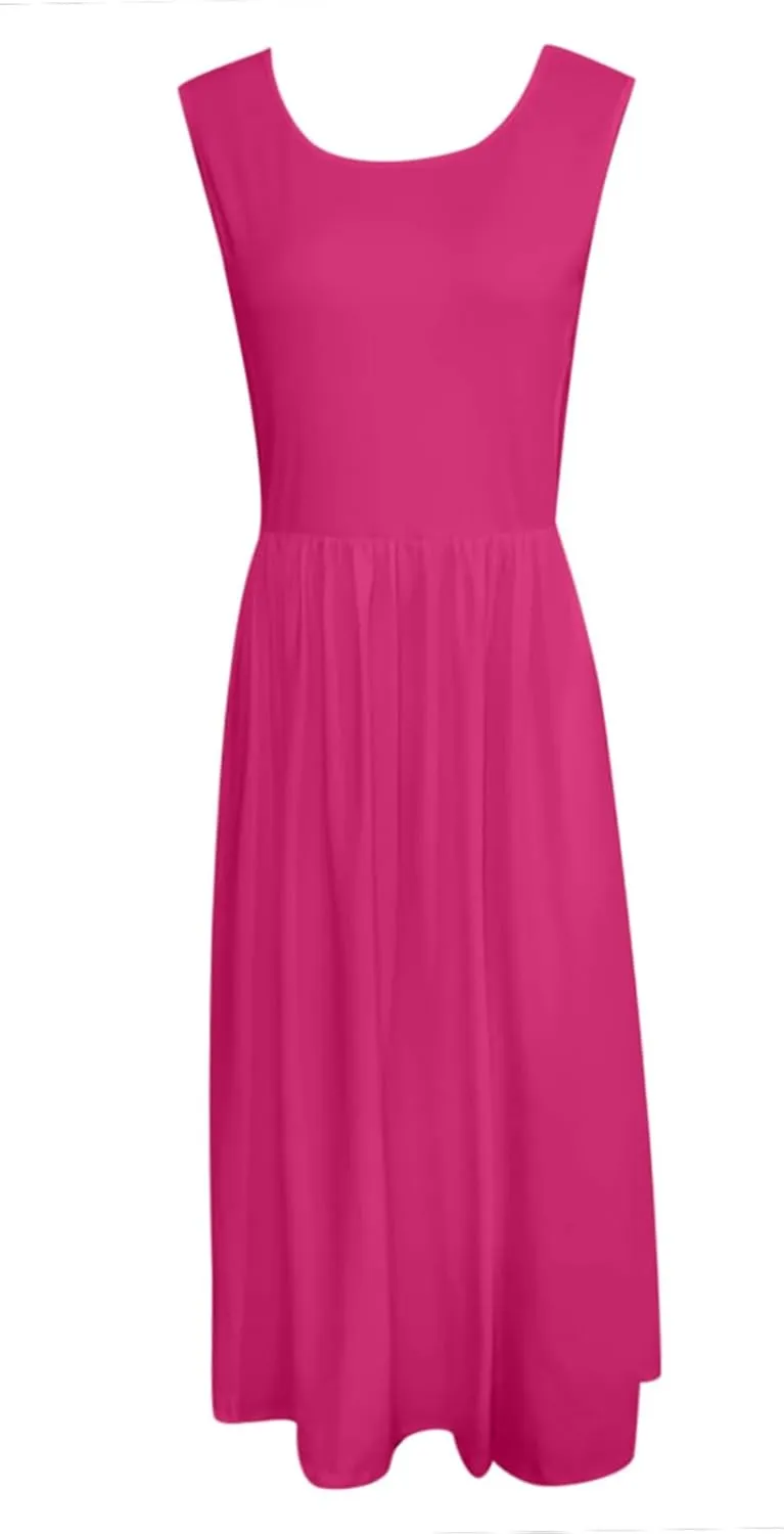 Spring Dresses for Women 2025 Midi Womens Casual Summer Tank Dress Loose Flowy Beach Dress with Pockets Flare Sundress
