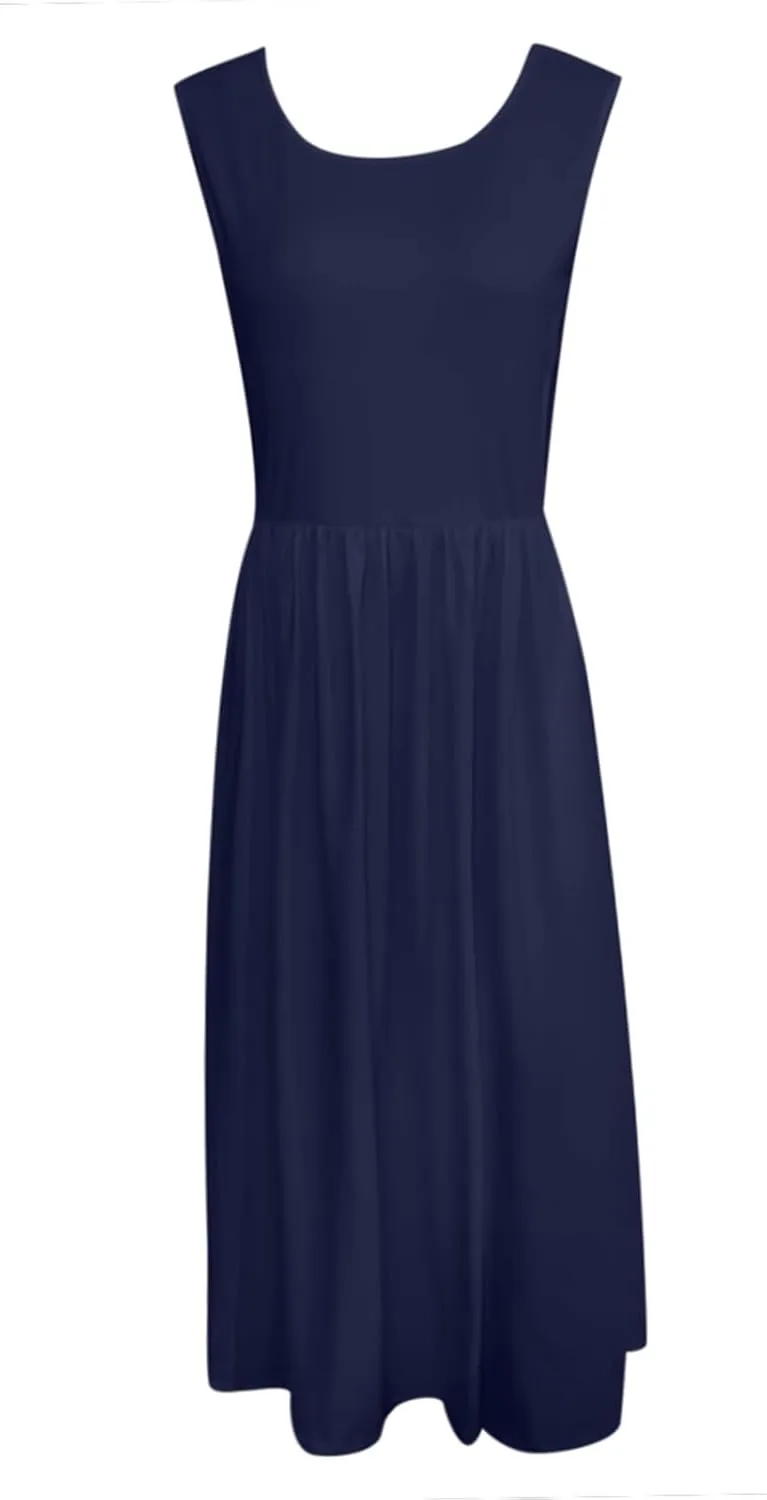 Spring Dresses for Women 2025 Midi Womens Casual Summer Tank Dress Loose Flowy Beach Dress with Pockets Flare Sundress