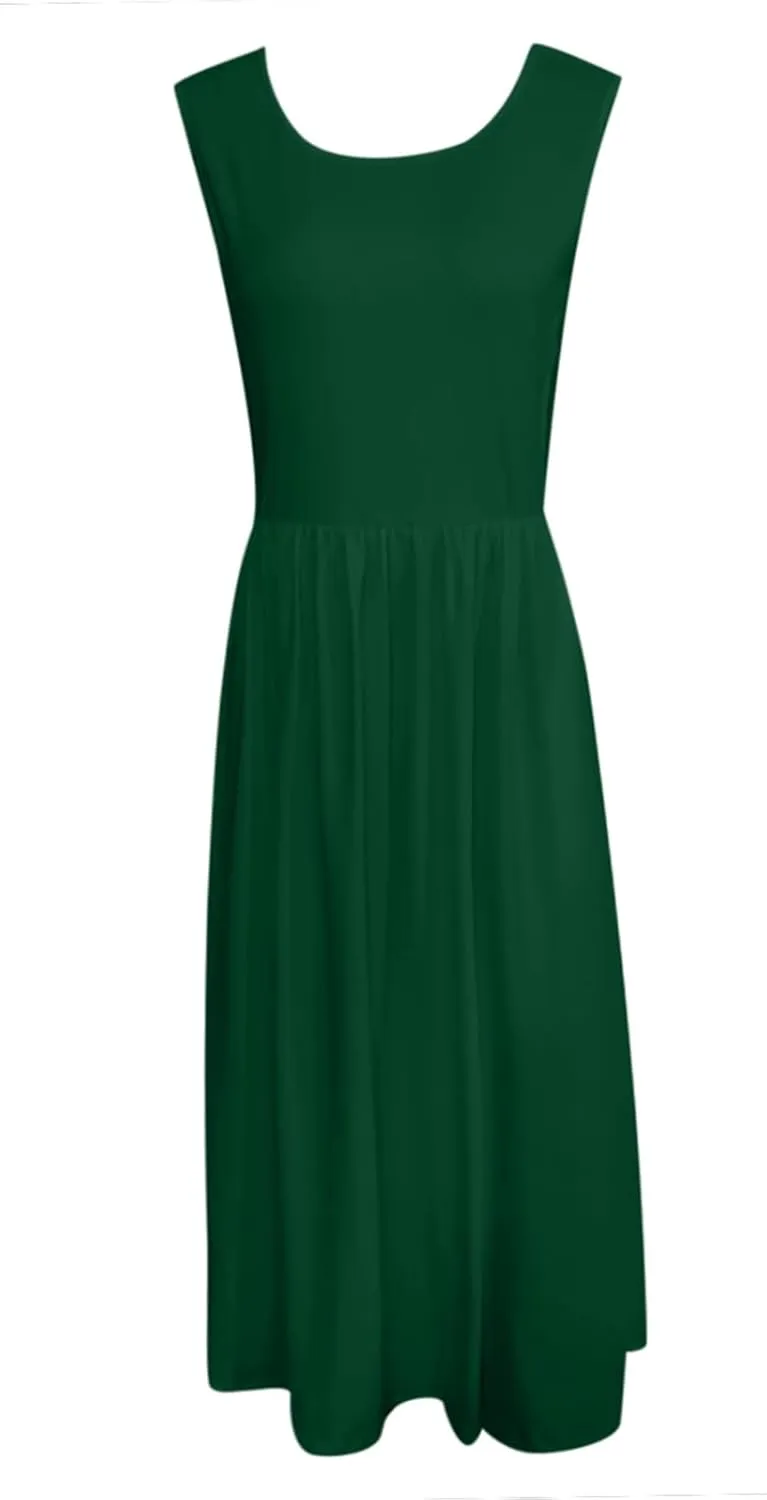 Spring Dresses for Women 2025 Midi Womens Casual Summer Tank Dress Loose Flowy Beach Dress with Pockets Flare Sundress