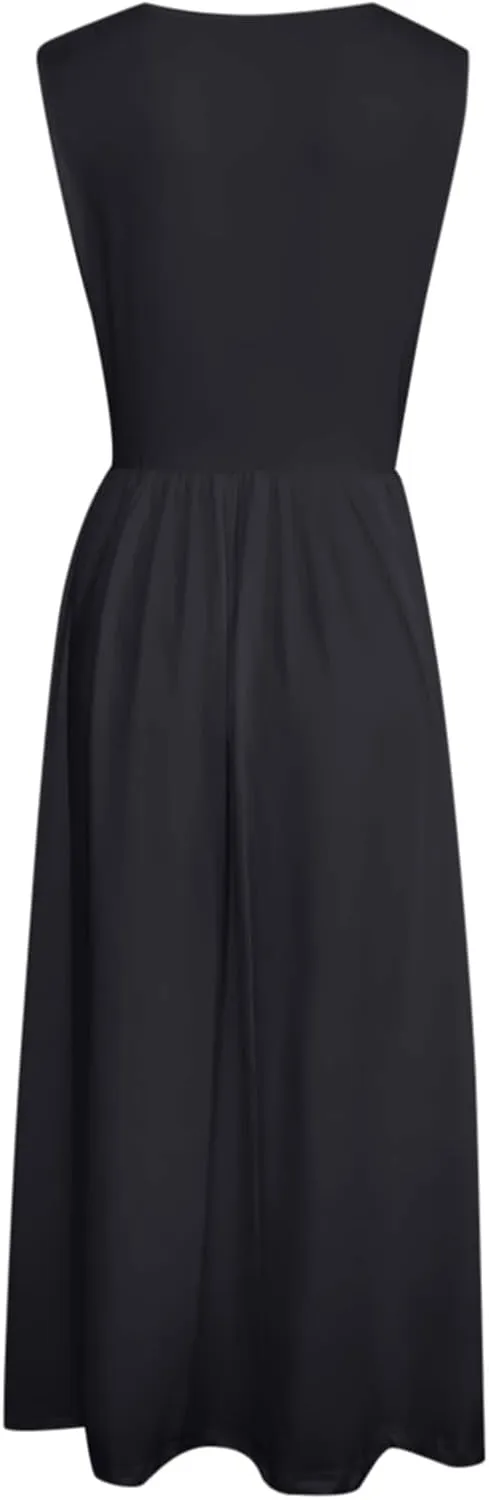 Spring Dresses for Women 2025 Midi Womens Casual Summer Tank Dress Loose Flowy Beach Dress with Pockets Flare Sundress