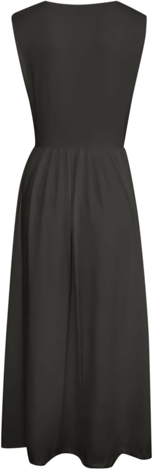 Spring Dresses for Women 2025 Midi Womens Casual Summer Tank Dress Loose Flowy Beach Dress with Pockets Flare Sundress