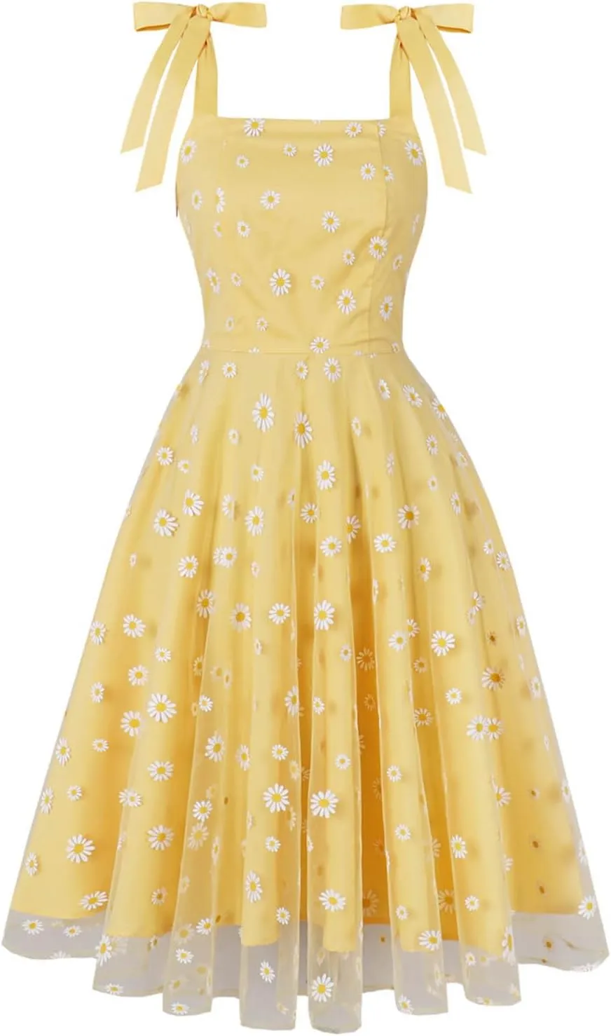 Square Neck Tank Dress for Womens Sleeveless Floral Print Flowy Maxi Dresses Vintage Swing Summer Beach Sundress