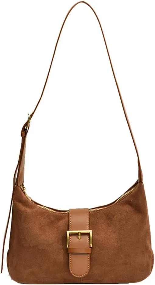 Suede Shoulder bag for Women Vintage Fashion Casual Hobo Bag Women's Small Totes bag Faux Work Handbag Saddle Bag
