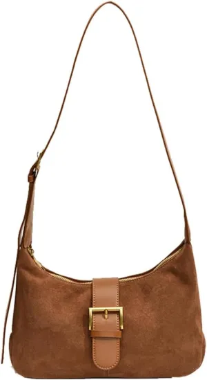 Suede Shoulder bag for Women Vintage Fashion Casual Hobo Bag Women's Small Totes bag Faux Work Handbag Saddle Bag