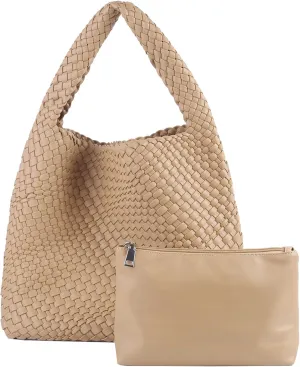 SUMICH Vegan Leather Hand-Woven Bag Purses and Handbags for Woman Top Handle Satchel Bags Ladies Leather Totes