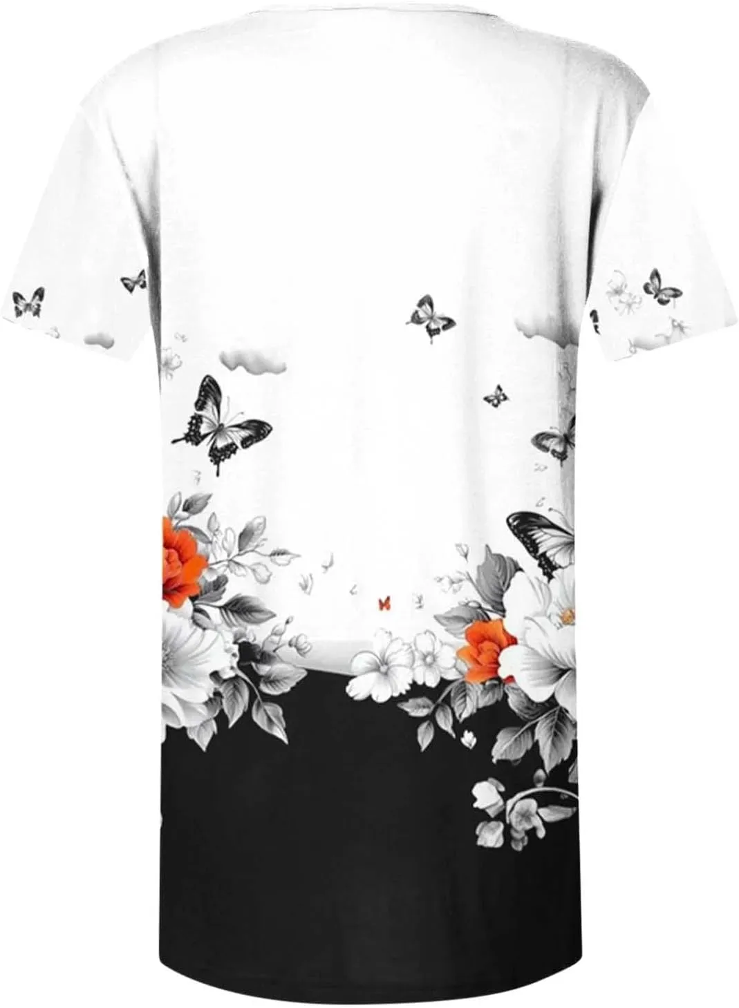 Summer Tops for Women 2025 Trendy Boho Floral Print Tunic Shirts Short Sleeve Button v Neck Tshirt Casual Loose Blouse