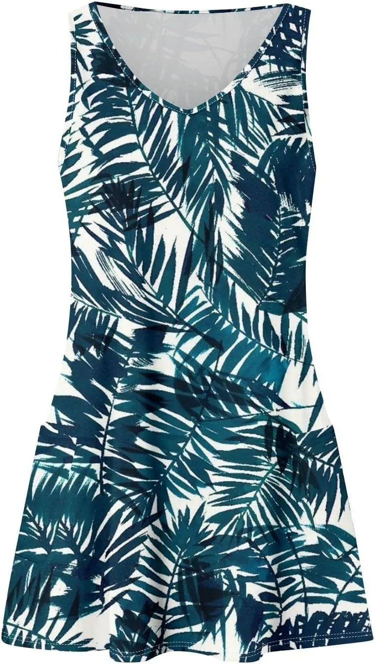 Sundresses for Women Beach Casual Boho V Neck Sleeveless Floral Print Tank Loose Dress