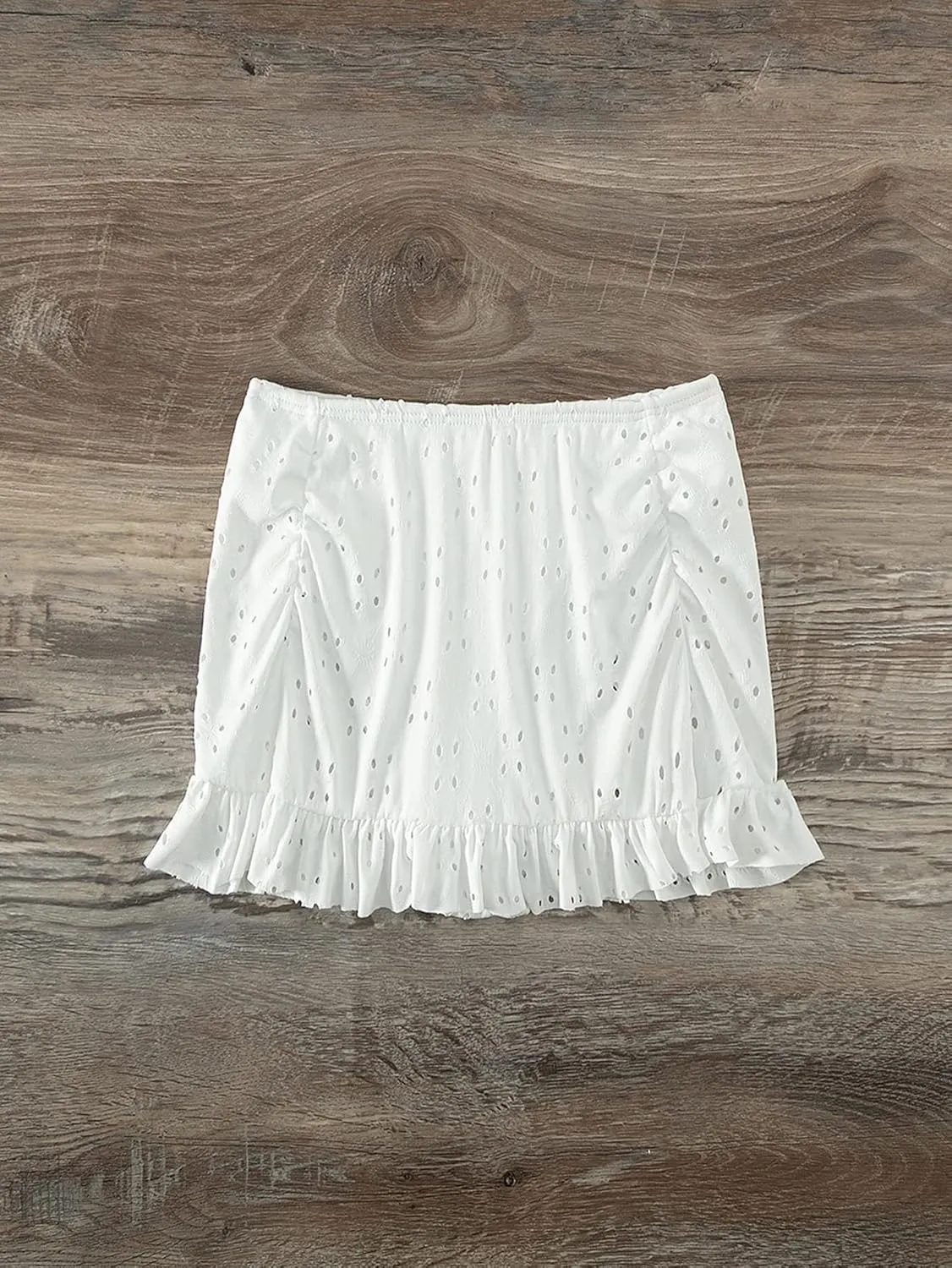 SweatyRocks Women's Swimwear Eyelet Embroidered Ruffle Hem Low Rise Bikini Bottom Skort
