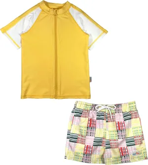 SwimZip Boys' Short Sleeve Rash Guard & Swim Shorts Set - UPF 50  Sun Protection