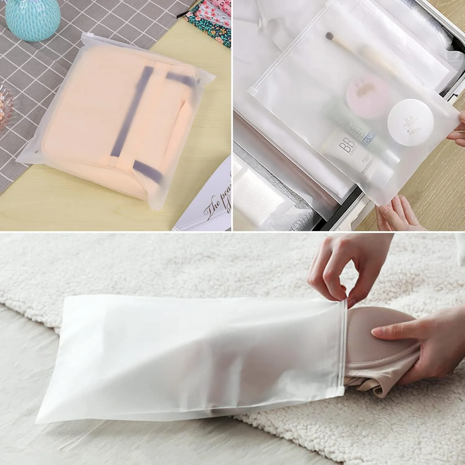 T-Shirt Bags, 100PCS 9x12 inch Frosted Zipper Packaging Bags for Clothing, Resealable Poly Plastic Apparel Merchandise Zip Bags for Shipping Clothes Shirt Jeans, with Vent Hole, 3 Mil