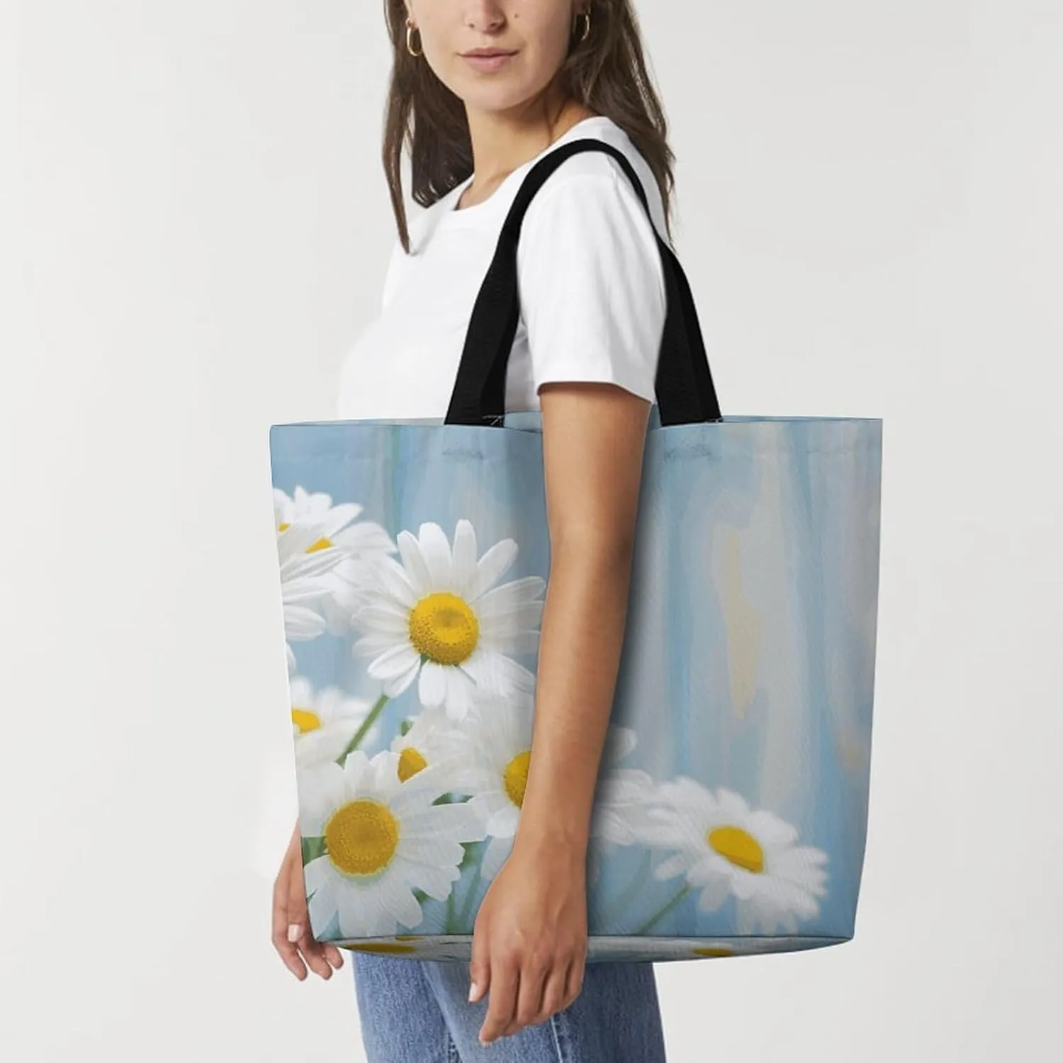 Teal Gray Rose Beach Bag Reusable Tote Bag Foldable Grocery Bags Women Shopping Bags for Daily Essentials