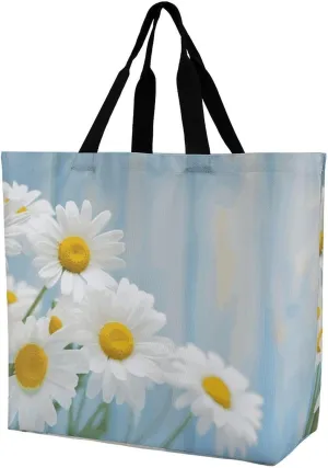 Teal Gray Rose Beach Bag Reusable Tote Bag Foldable Grocery Bags Women Shopping Bags for Daily Essentials