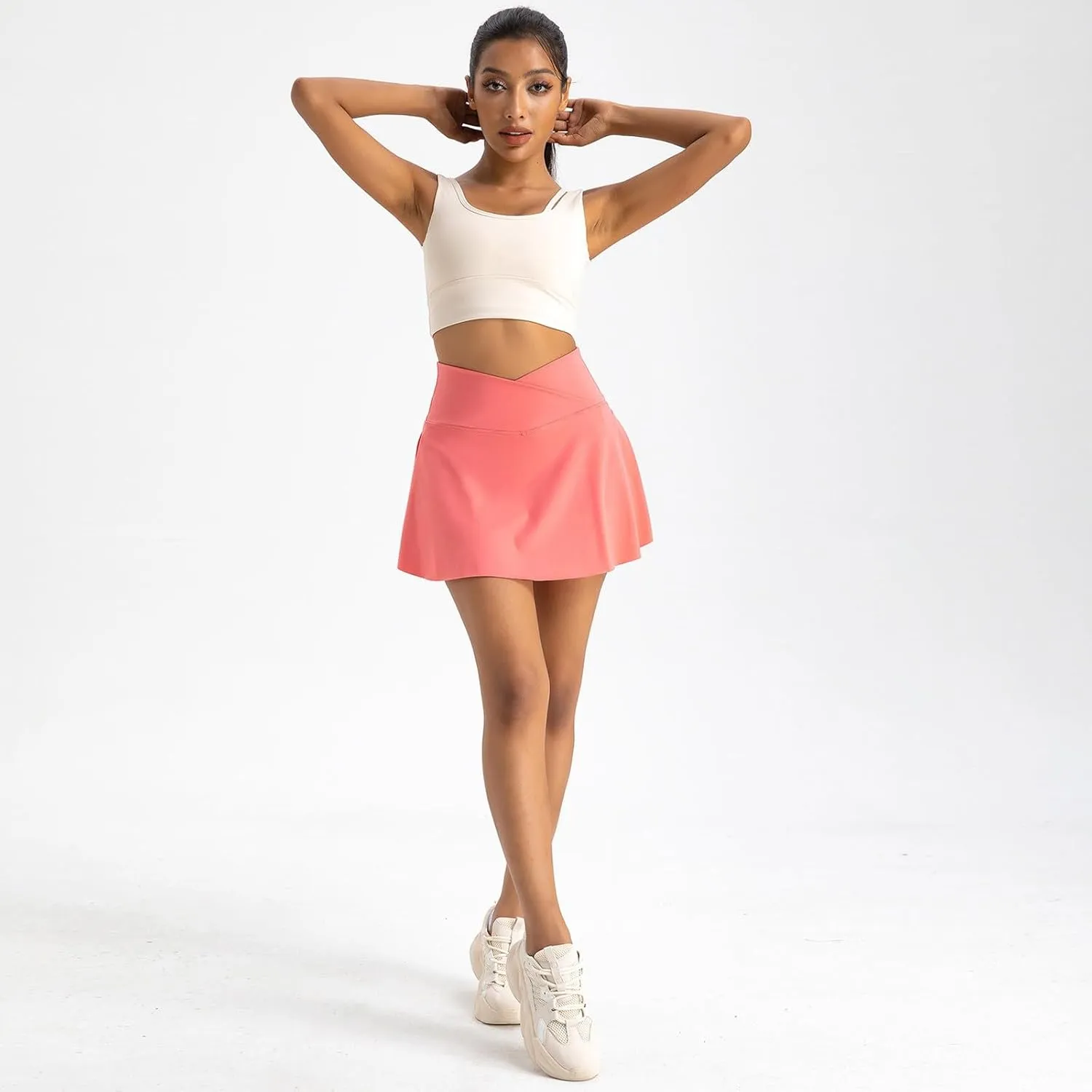 Tennis Skirts for Women with Shorts Summer Built-in Shorts Crossover Tennis Golf Workout Skirts Short with Pockets