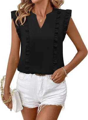 Timeson Women's Tops Dressy Casual Sleeveless Business Work Blouses Chiffon Office Tanks