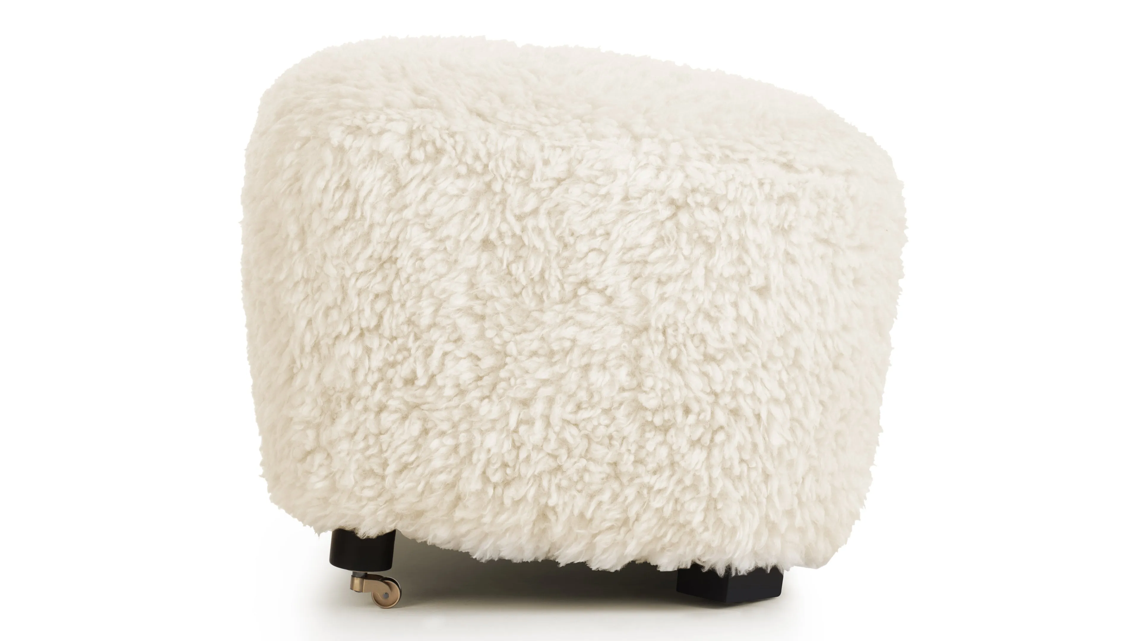 Tired Man - Tired Man Ottoman, White Long Hair Sherpa