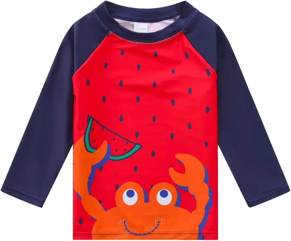 Toddlers and Baby Boys' 3-Piece Swimsuit Trunk and Rashguard Sun Hat Set