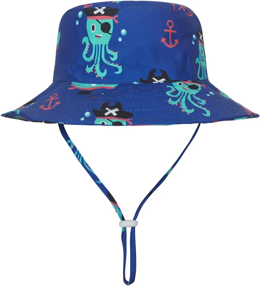 Toddlers and Baby Boys' 3-Piece Swimsuit Trunk and Rashguard Sun Hat Set