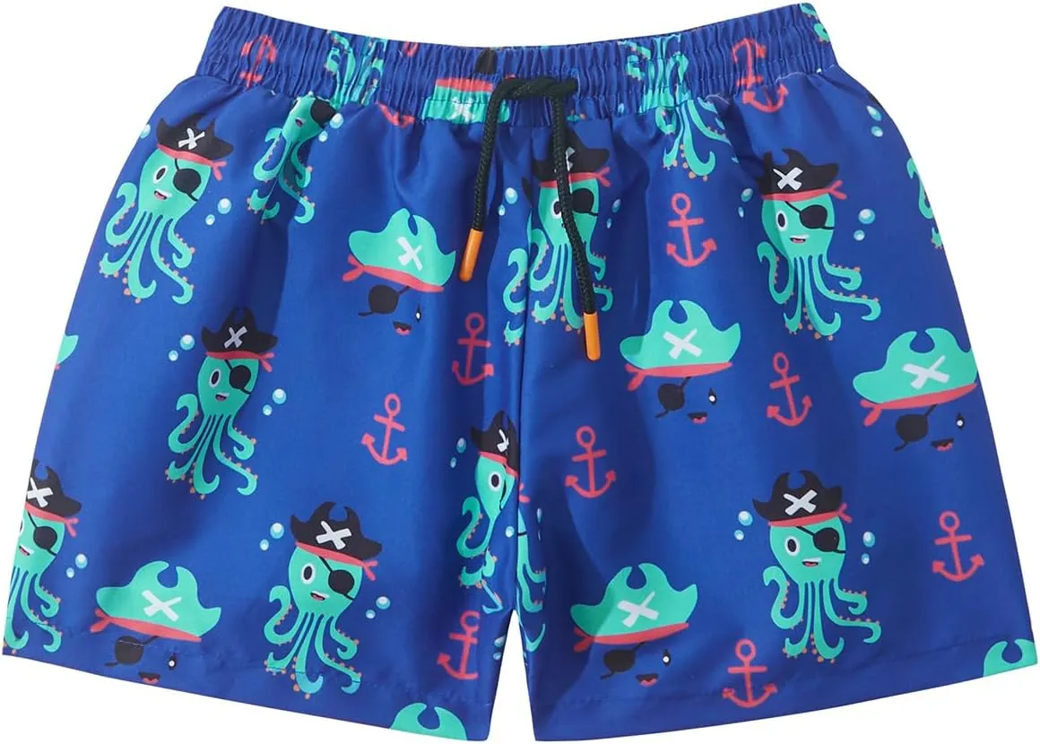 Toddlers and Baby Boys' 3-Piece Swimsuit Trunk and Rashguard Sun Hat Set